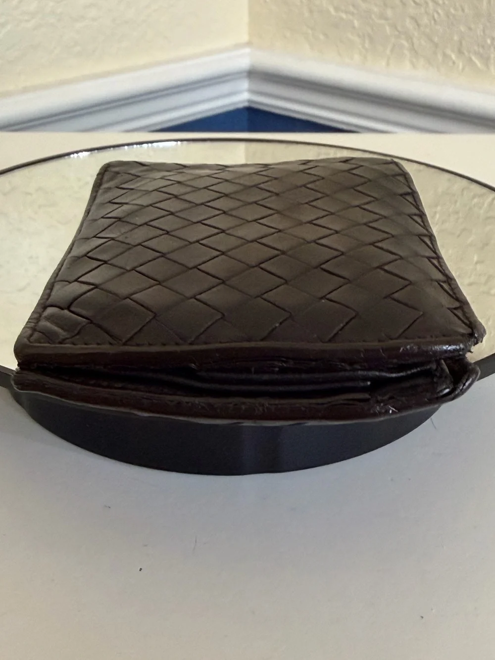Bottega Veneta Men's Intrecciato Woven Leather Bifold Wallet Dark Brown